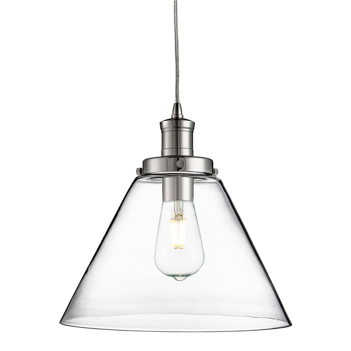 Pyramid Chrome Pendant With Clear Glass Shade