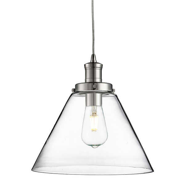 Pyramid Chrome Pendant With Clear Glass Shade