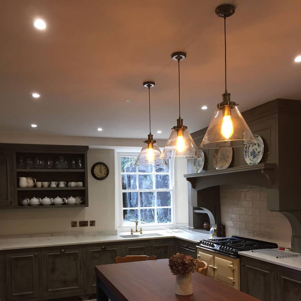 Pyramid Chrome Pendant With Clear Glass Shade