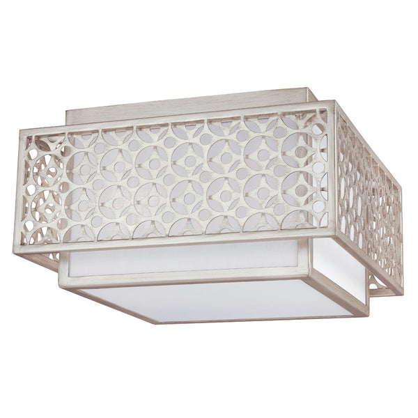 Kenney Flush Ceiling Light in Sunrise Silver and White Linen