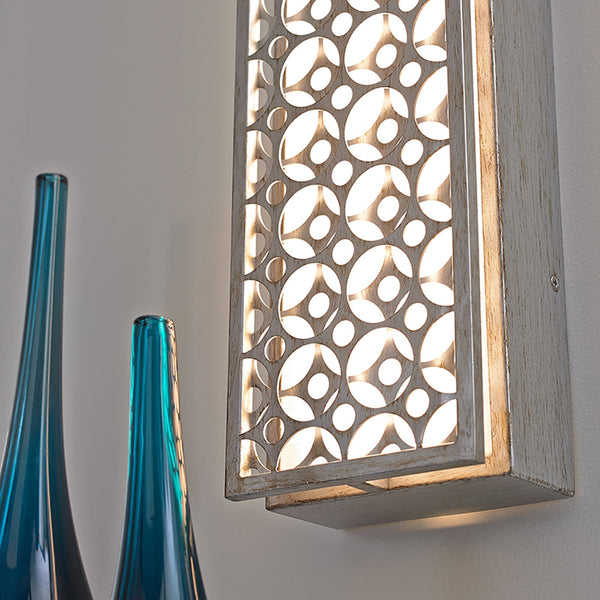 Kenney LED Wall Light in Sunrise Silver and White Linen