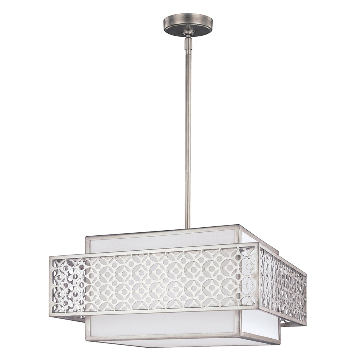 Kenney 3 Light Pendant in Sunrise Silver and White Linen