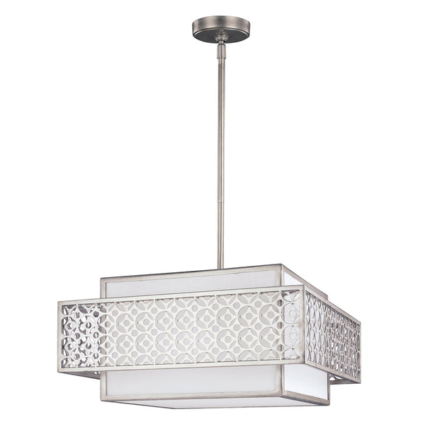 Kenney 3 Light Pendant in Sunrise Silver and White Linen