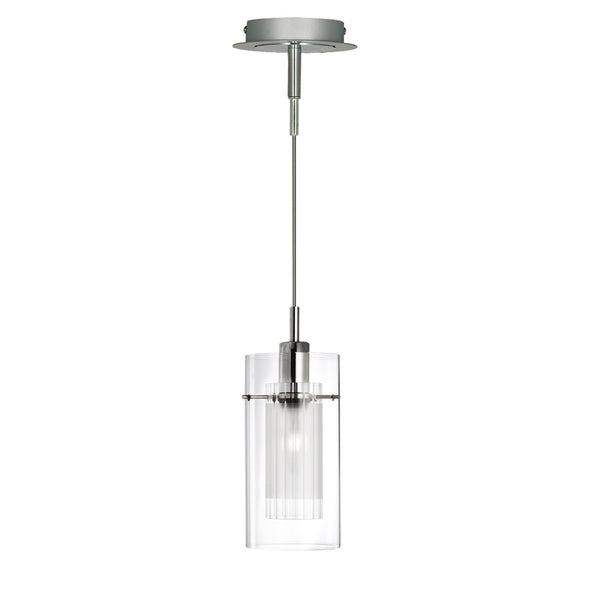 Duo 1 Satin Silver Single Drop Pendant with Glass Shades