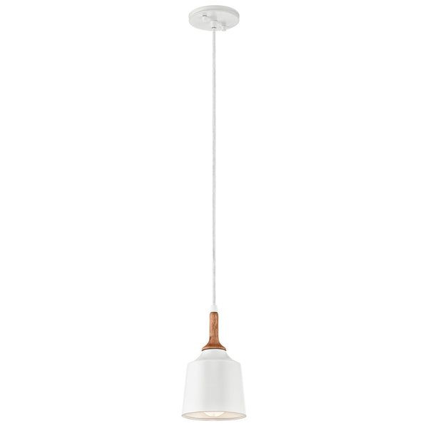 Danika Mini Pendant Light in White with Wood Accents