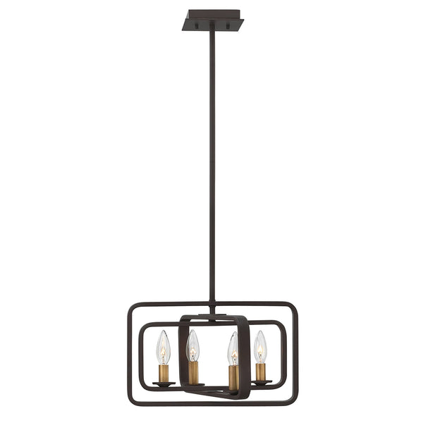 Quentin 4 Light Chandelier Pendant or Semi Flush in Buckeye Bronze