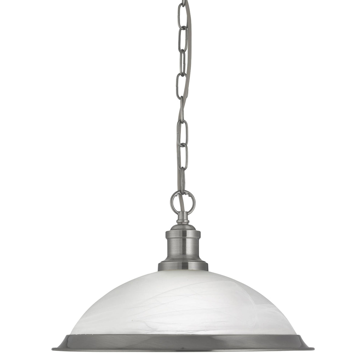 Bistro Satin Silver Pendant with Acid Glass Shade