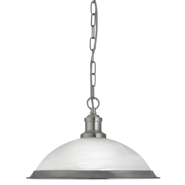 Bistro Satin Silver Pendant with Acid Glass Shade