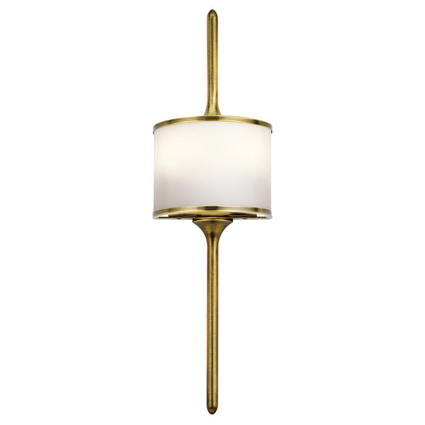 Mona IP44 2 Light Small Wall Light in Natural Brass