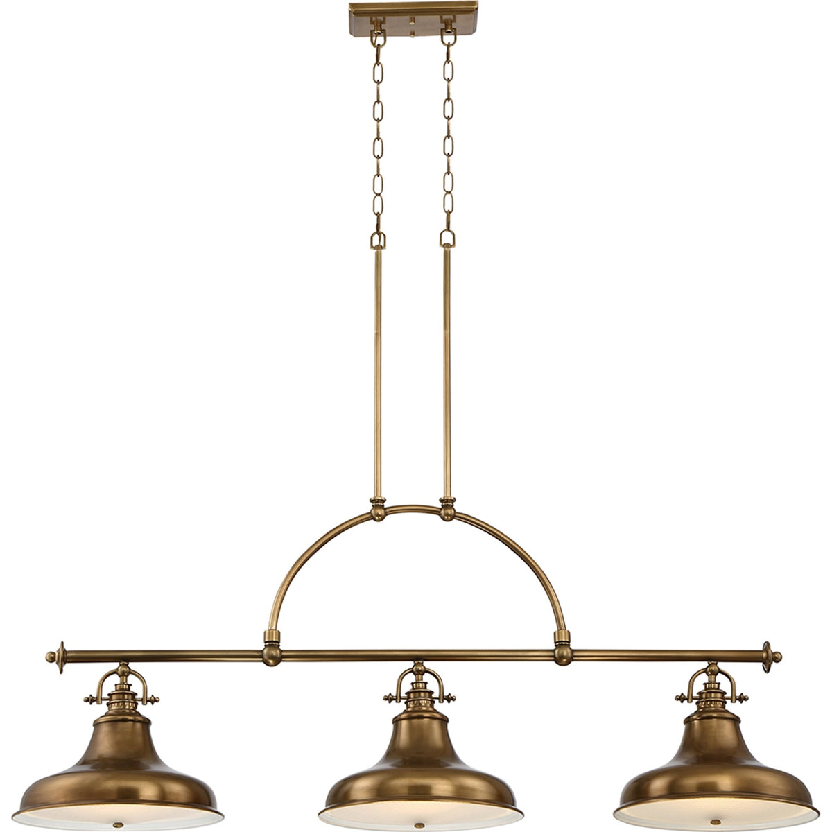 Emery Three Light Bar Pendant in Weathered Brass