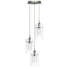 Duo 1 Satin Silver Triple Drop Pendant with Glass Shades