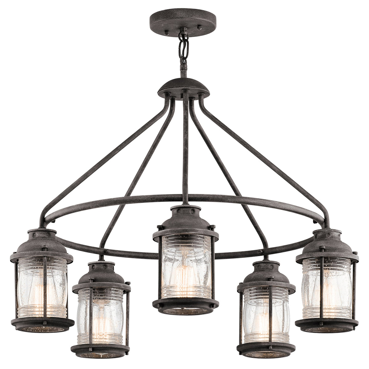 Ashland Bay 5 Light Outdoor Chandelier Pendant in Weathered Zinc