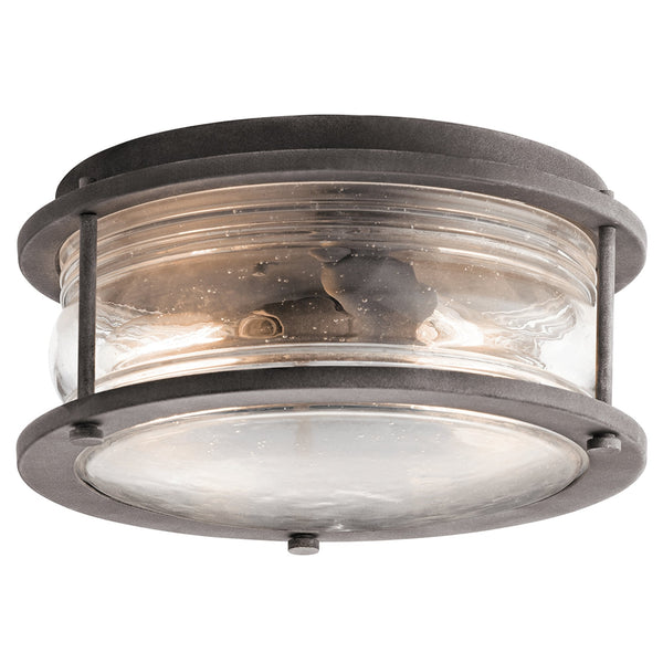 Ashland Bay 2 Light Outdoor Ceiling Flush in Weathered Zinc