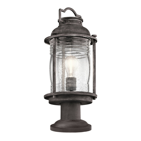 Ashland Bay Outdoor Pedestal Lantern in Weathered Zinc