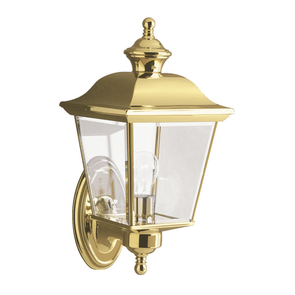Bay Shore Medium Outdoor Wall Lantern Light in Polished Brass