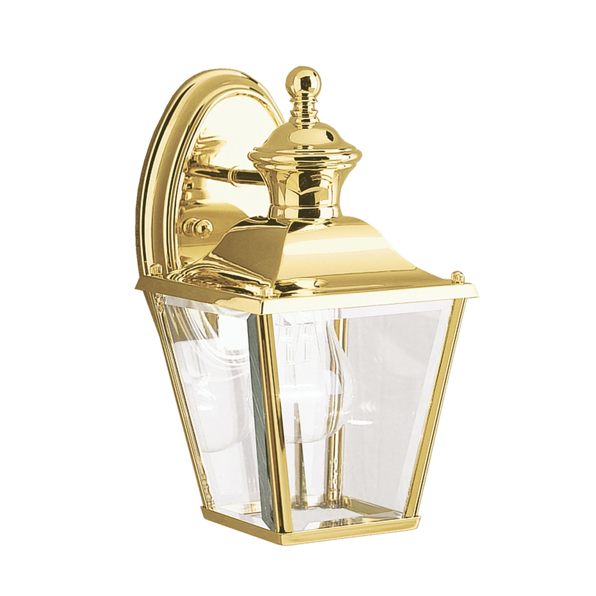Bay Shore Small Outdoor Wall Lantern Light in Polished Brass