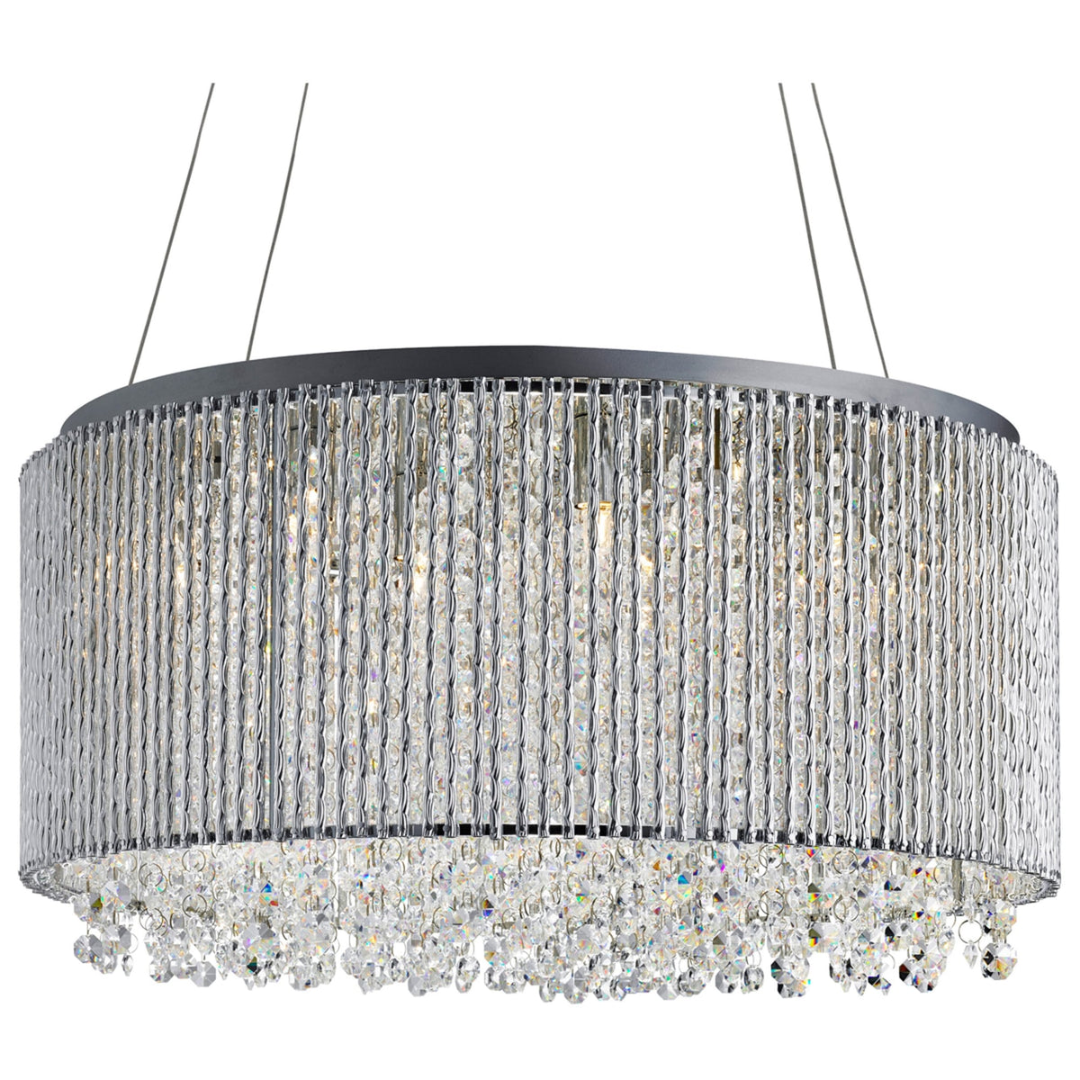 Beatrix 8 Chrome Light Drum Pendant With Crystal Buttons