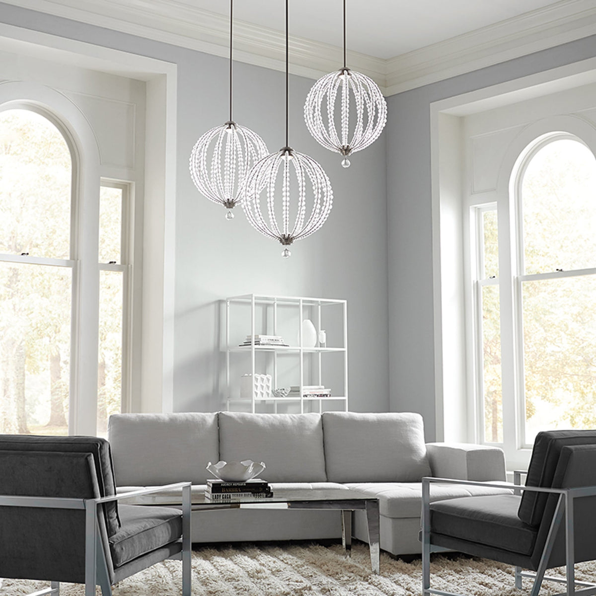 Oberlin Large LED Crystal Bead Orb Pendant