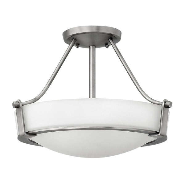Hathaway Small Semi Flush Mount Ceiling Fitting in Antique Nickel