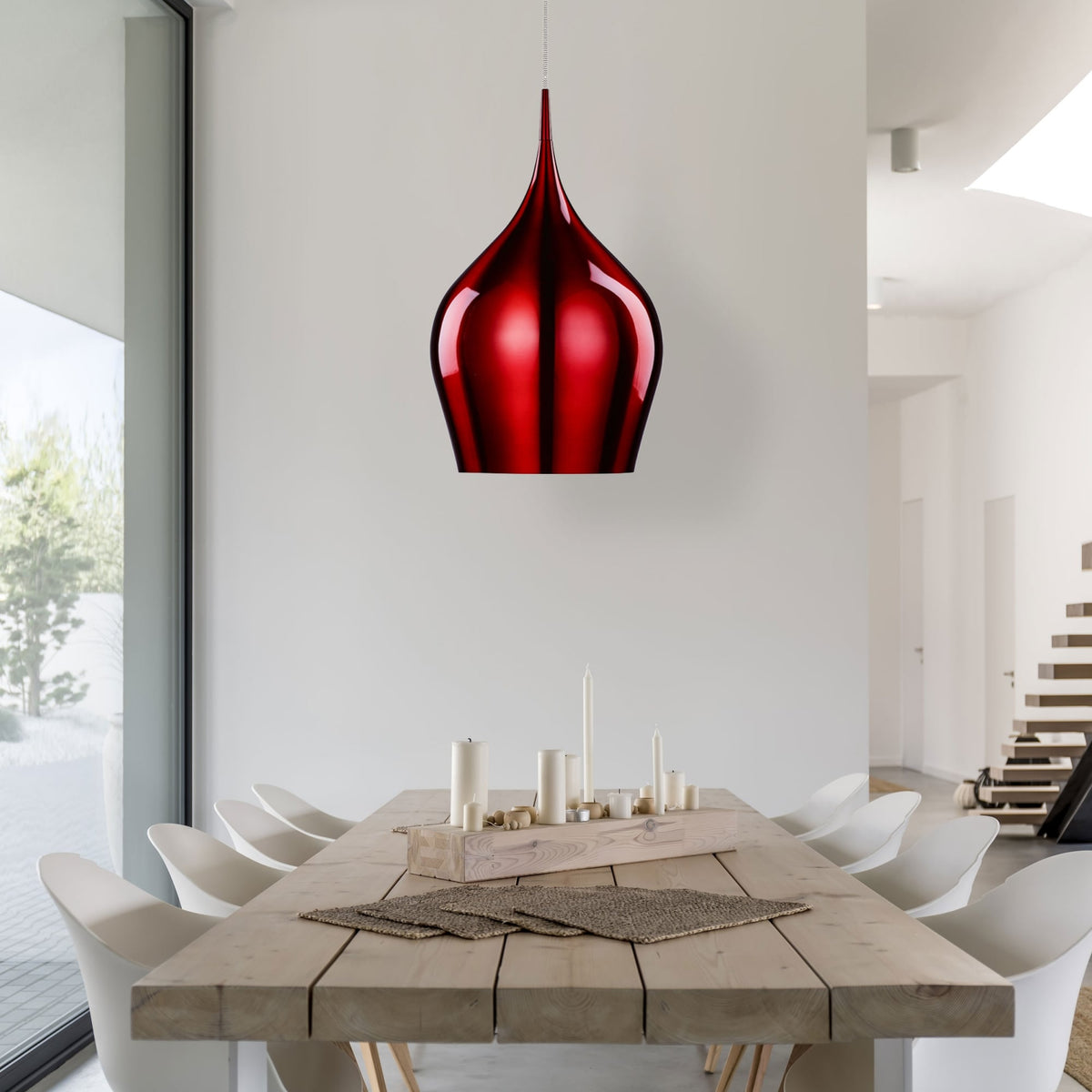 Vibrant Red Aluminium Pendant Light