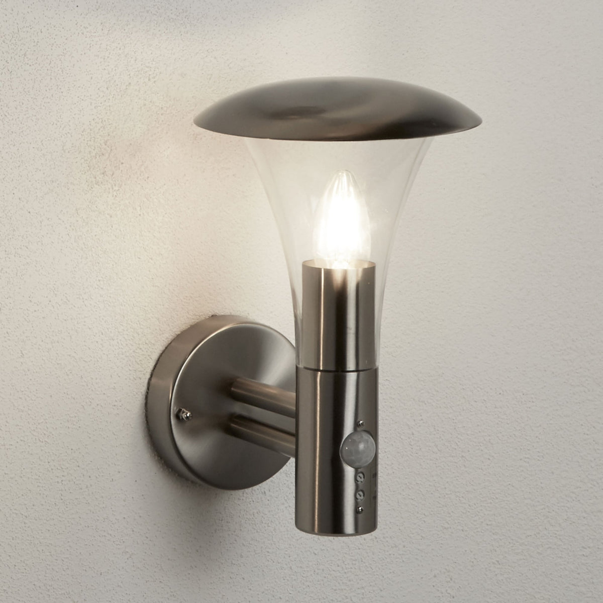 Strand Stainless Steel Outdoor Wall Light with Integrated PIR Motion Sensor