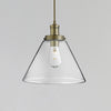 Pyramid Antique Brass Pendant With Clear Glass Shade
