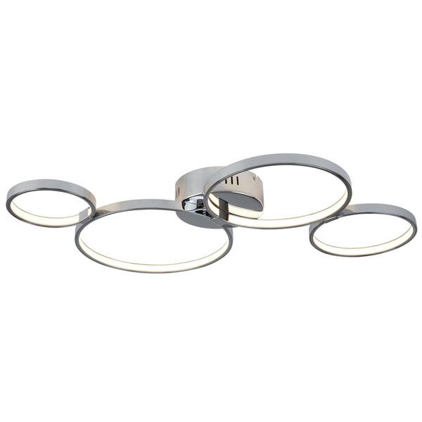 Solexa Four Ring LED Chrome Flush Ceiling Light