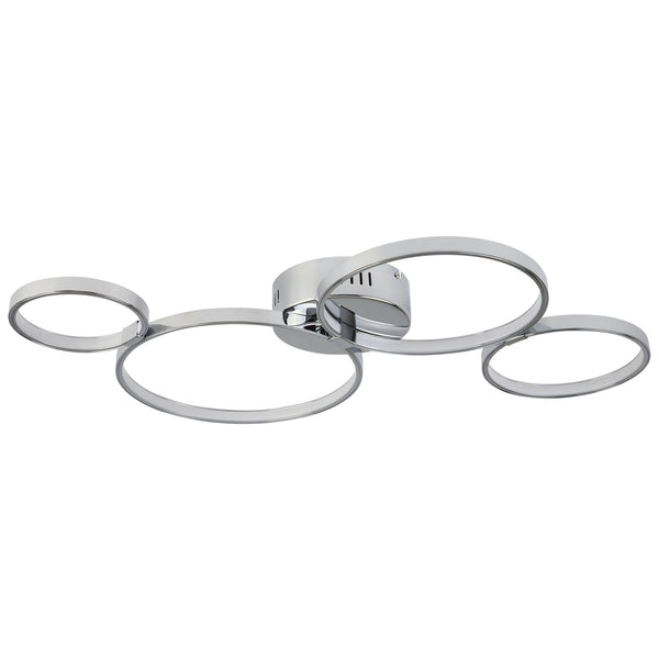 Solexa Four Ring LED Chrome Flush Ceiling Light