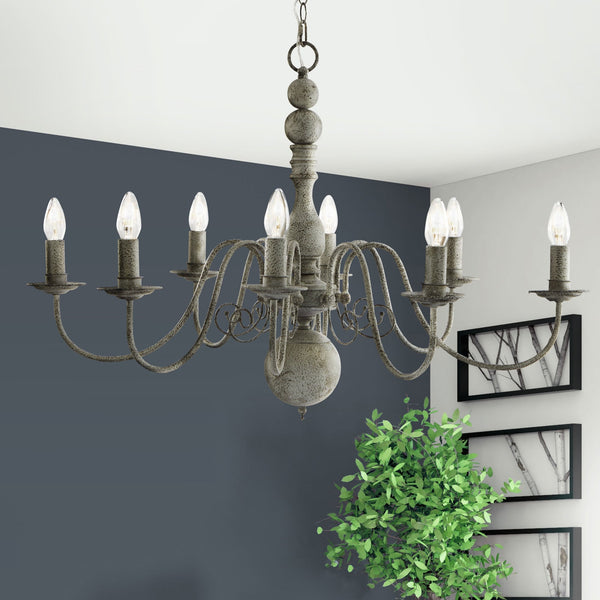 Greythorne Eight Arm Chandelier in Textured Grey Finish