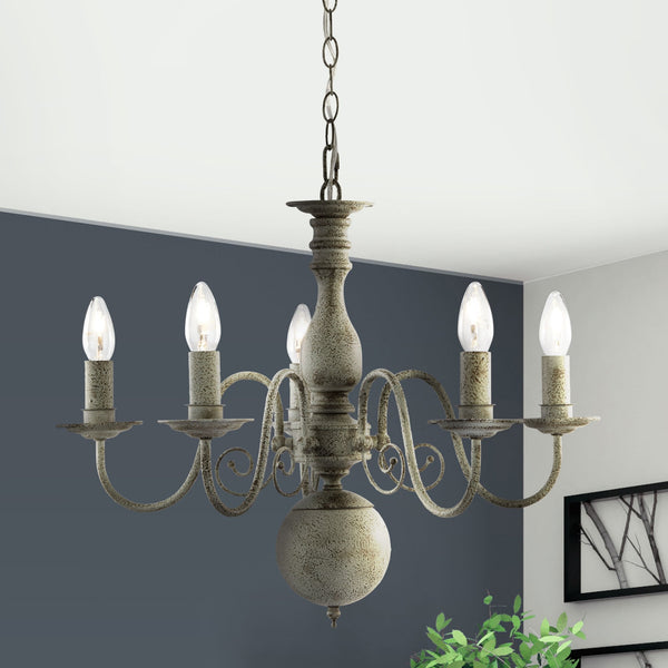 Greythorne Five Arm Chandelier in Textured Grey Finish
