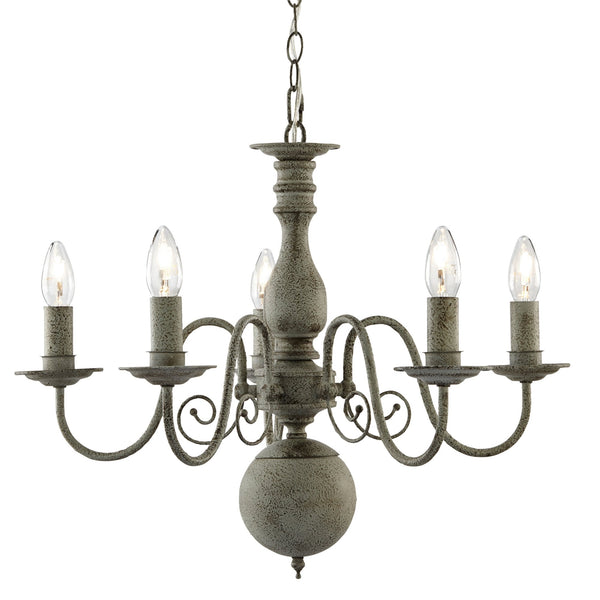 Greythorne Five Arm Chandelier in Textured Grey Finish
