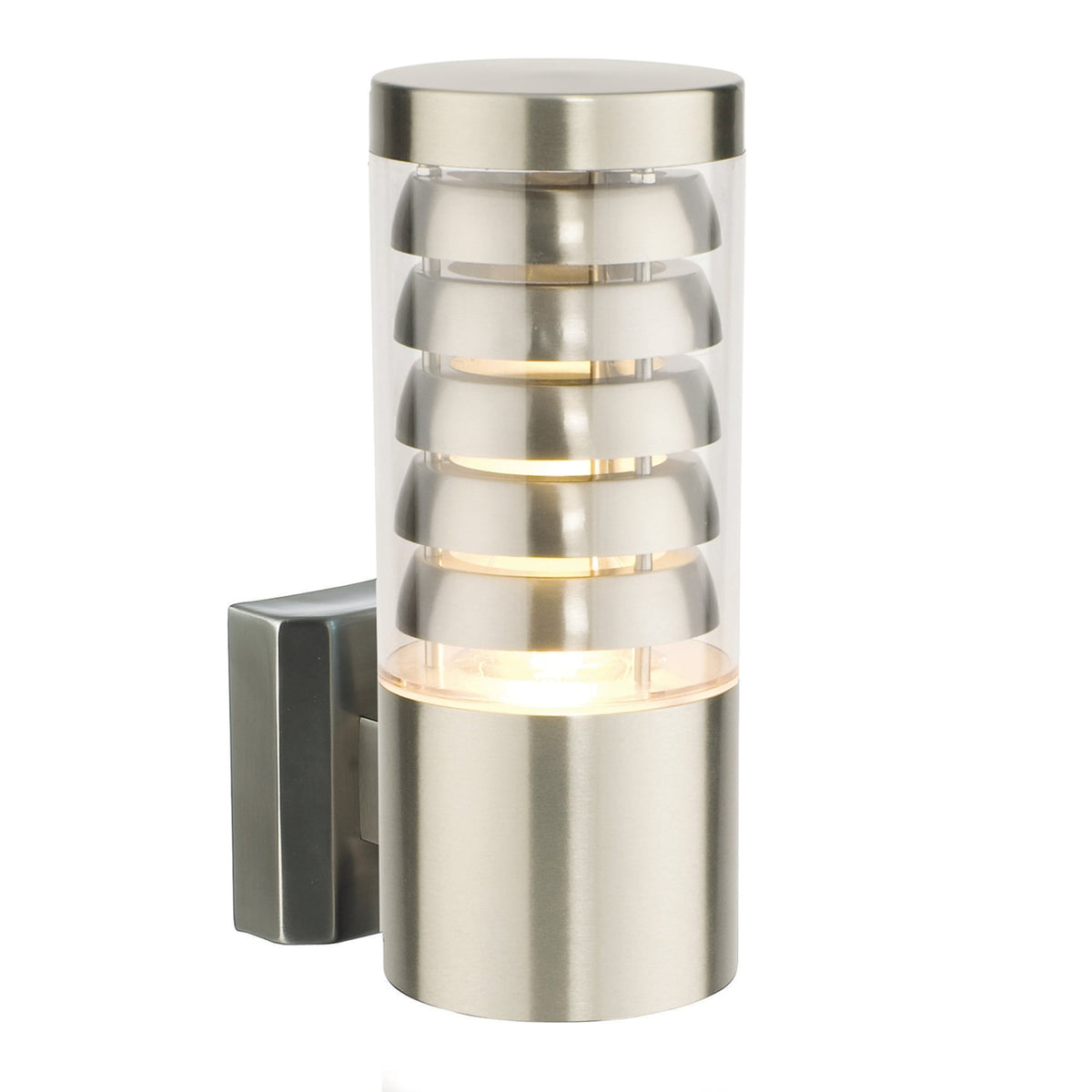 Tango Brushed Stainless Steel and Clear Plastic IP44 Wall Light