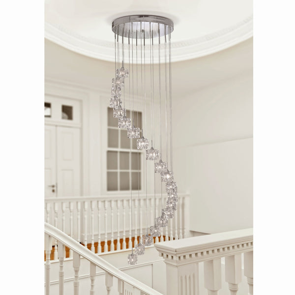 Ice Cube Twenty Drop LED Light Glass Pendant