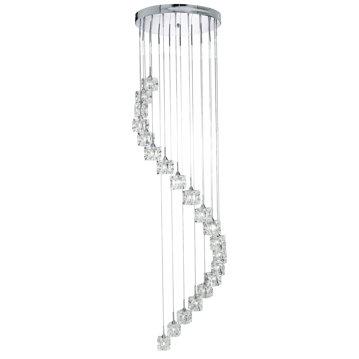 Sculptured Ice Twenty Drop LED Light Glass Pendant