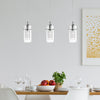 Duo 1 Satin Silver Triple Bar Pendant with Glass Shades