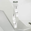 Duo 1 Satin Silver Five Drop Pendant with Glass Shades