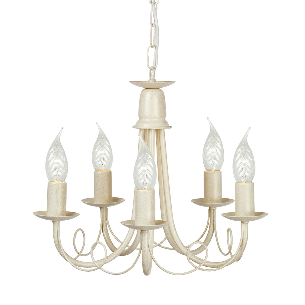 Minster Five Light Chandelier or Semi Flush in Ivory Gold