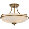 Griffin Three Light Semi-Flush in Weathered Brass