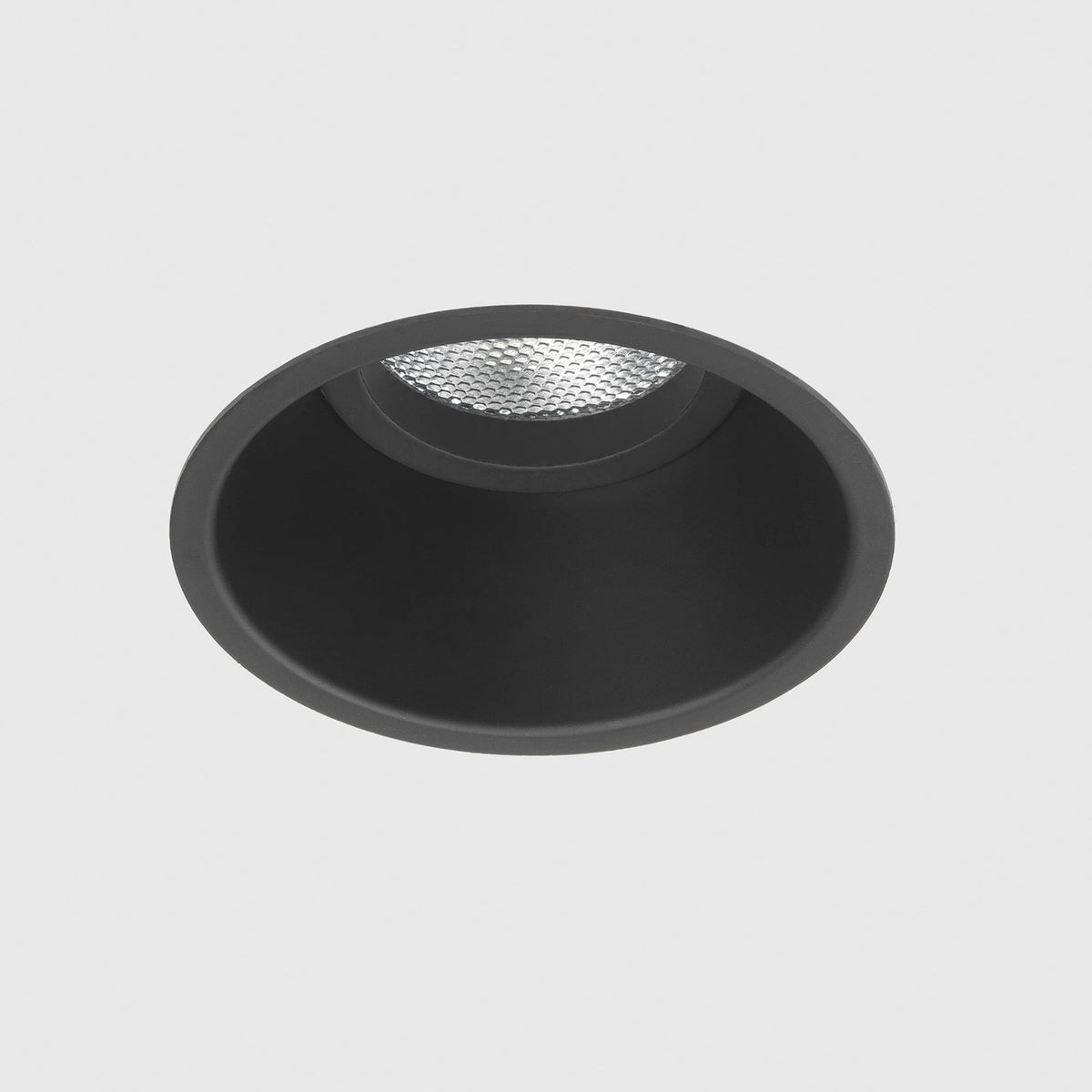 Minima 230v Round Fixed Recessed Downlight in Matt Black