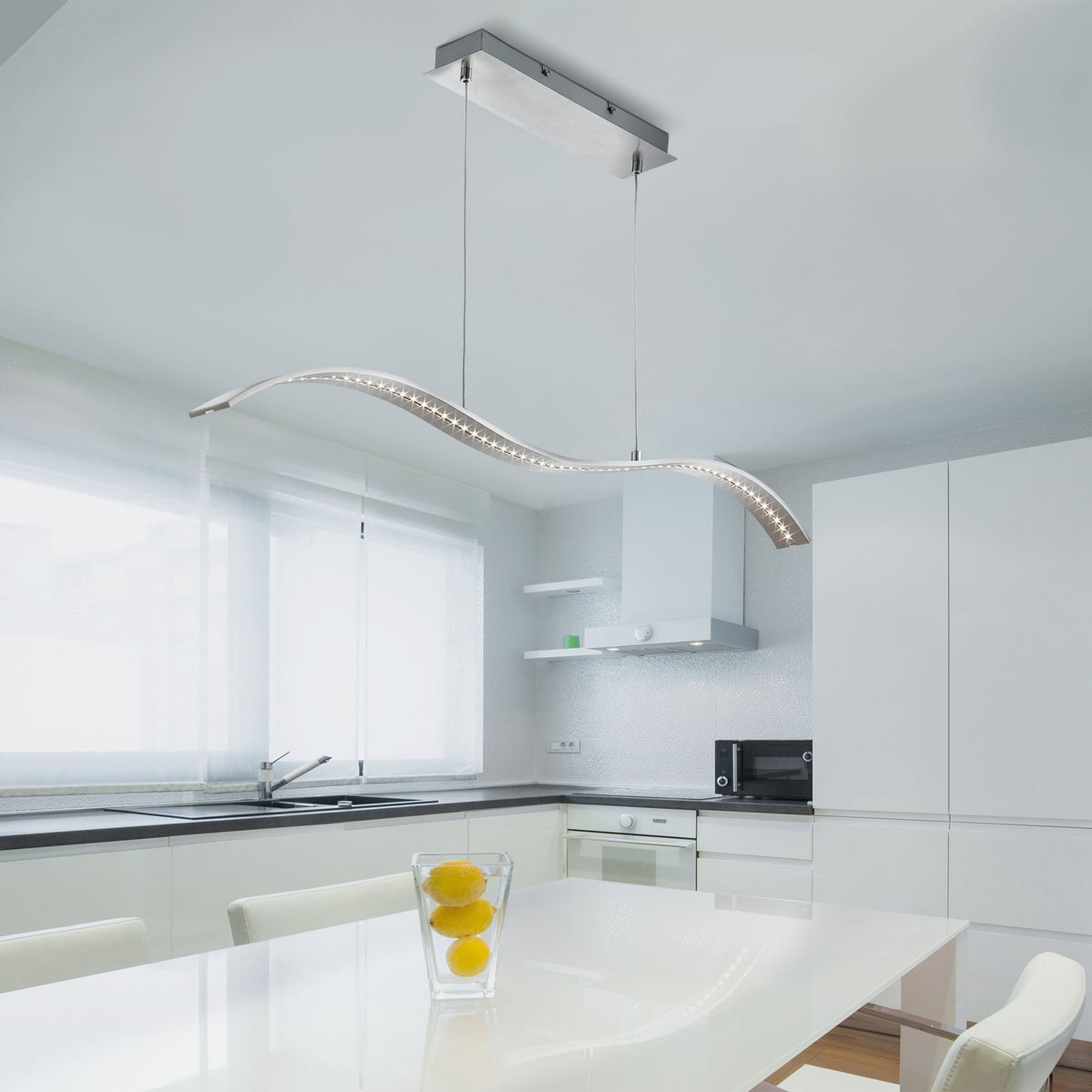 Satin Silver LED Wavy Bar Light with Clear Glass