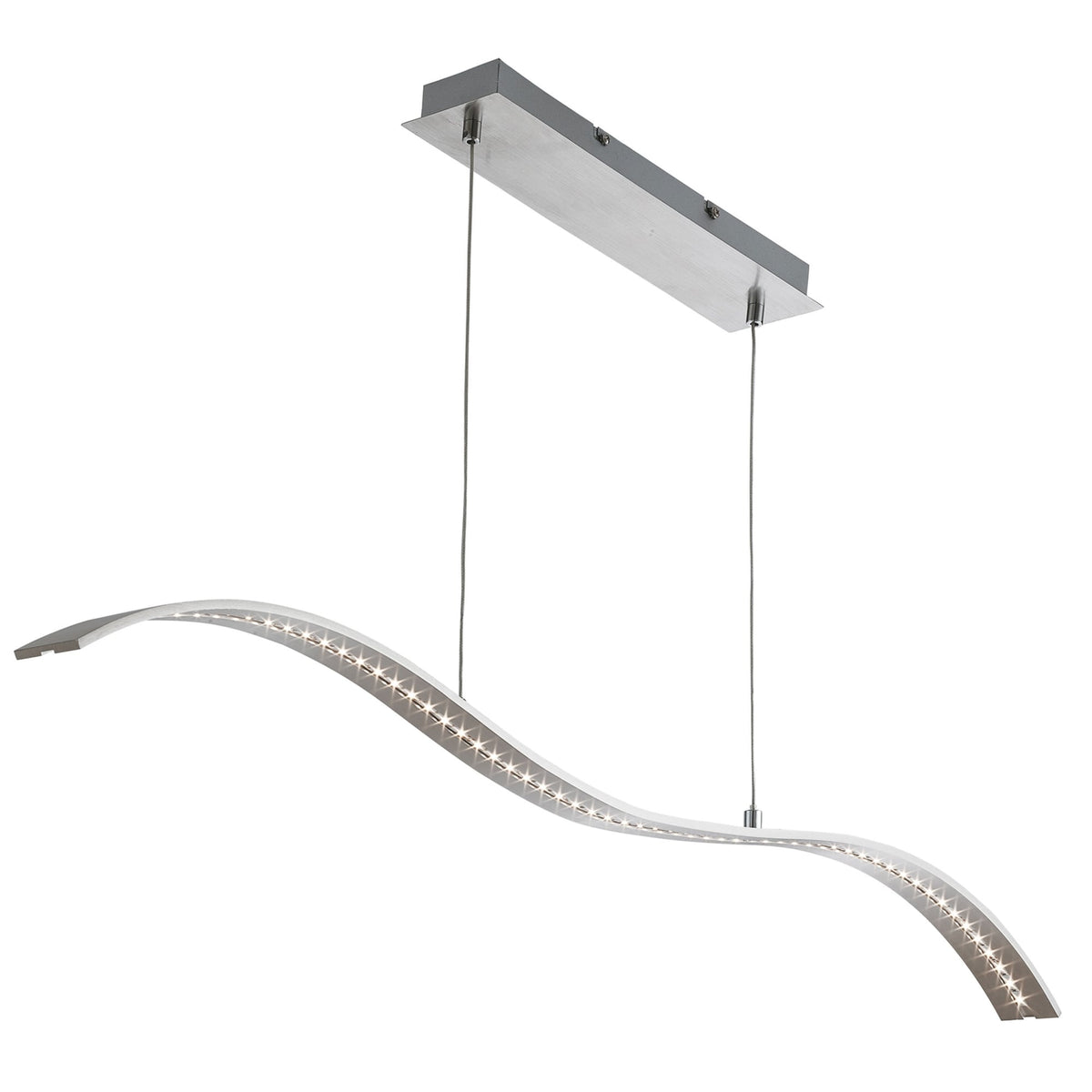 Satin Silver LED Wavy Bar Light with Clear Glass