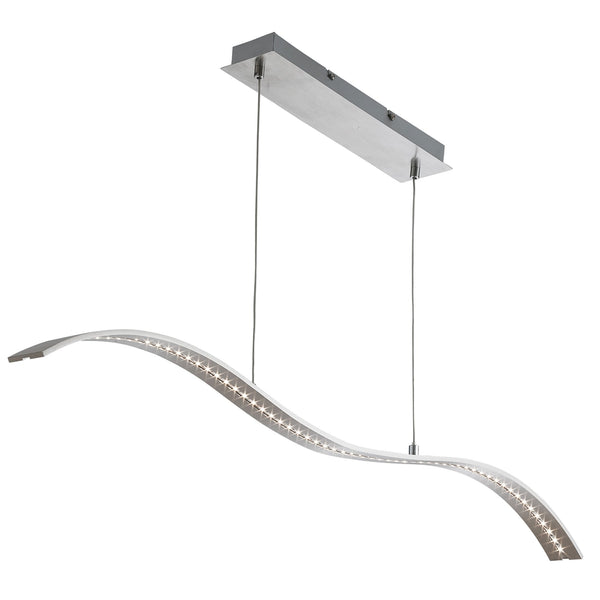 Satin Silver LED Wavy Bar Light with Clear Glass