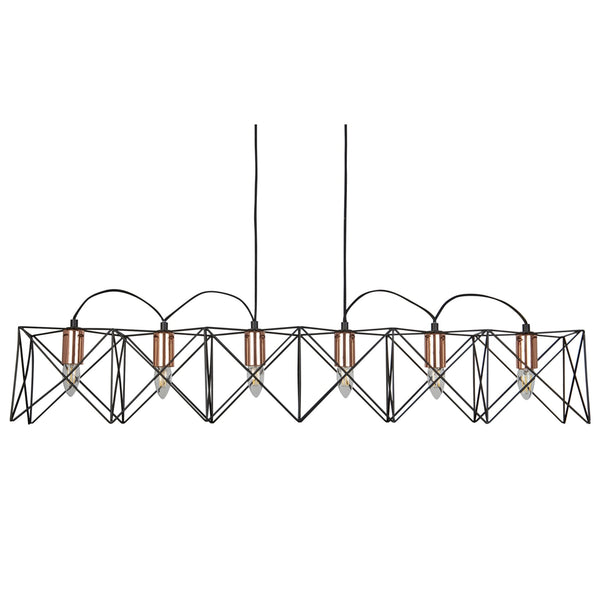 Anthea 6 Light Black and Copper Frame Pendant