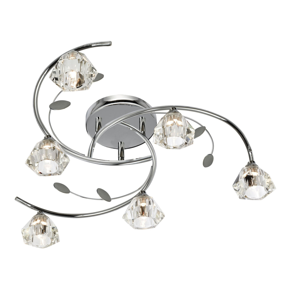 Sierra Chrome 6 Light Semi-Flush with Sculptured Glass Shades