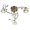 Sierra Antique Brass 4 Light Semi-Flush with Sculptured Glass Shades