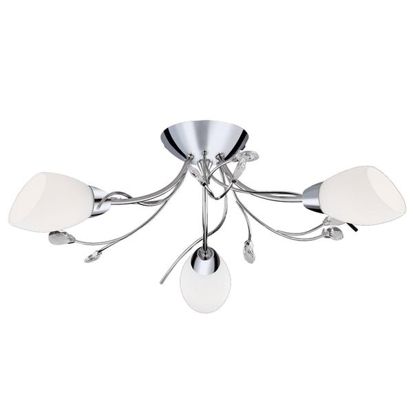 Gardenia Chrome 3 Light Semi-Flush with Opal Glass Shades