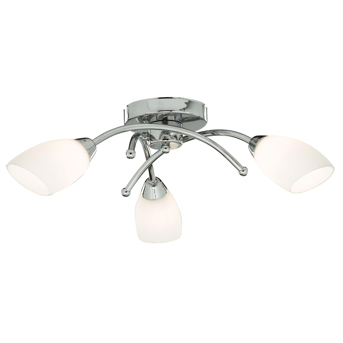 Opera Chrome 3 Light Semi-Flush with Opal Glass Shades