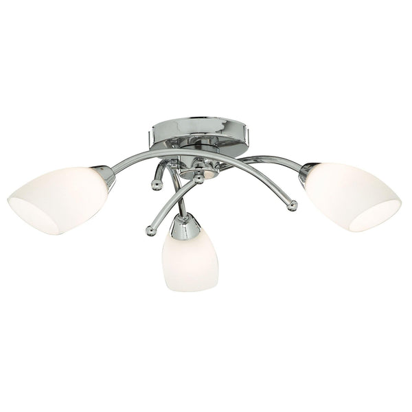 Opera Chrome 3 Light Semi-Flush with Opal Glass Shades
