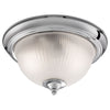 American Diner Chrome Flush Fitting with Acid Ribbed Glass Shade