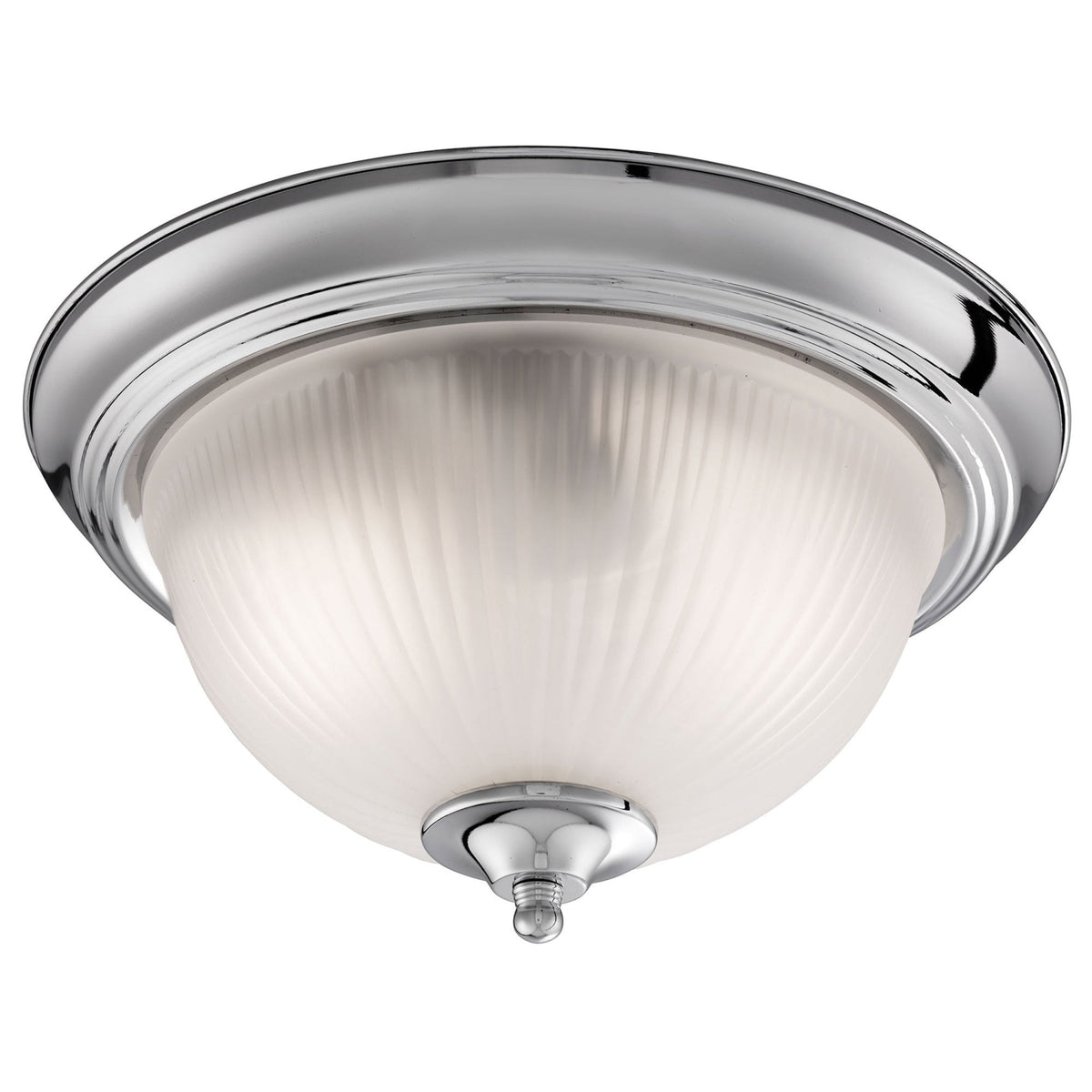 American Diner Chrome Flush Fitting with Acid Ribbed Glass Shade